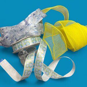 BUNDLE OF BLUE & YELLOW RIBBONS - 3 DESIGNS